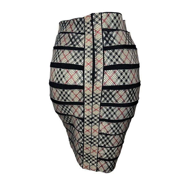 Alberto Makali New York Snakeskin Plaid Bandage Skirt Beige Black Red Medium - Picture 3 of 7